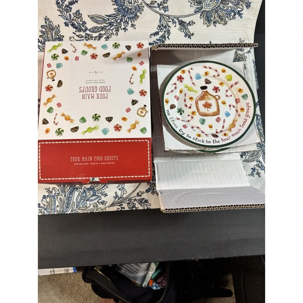 NWT Pottery Barn Elf Appetizer Plates-Set/4-Four‎ Main Food Groups